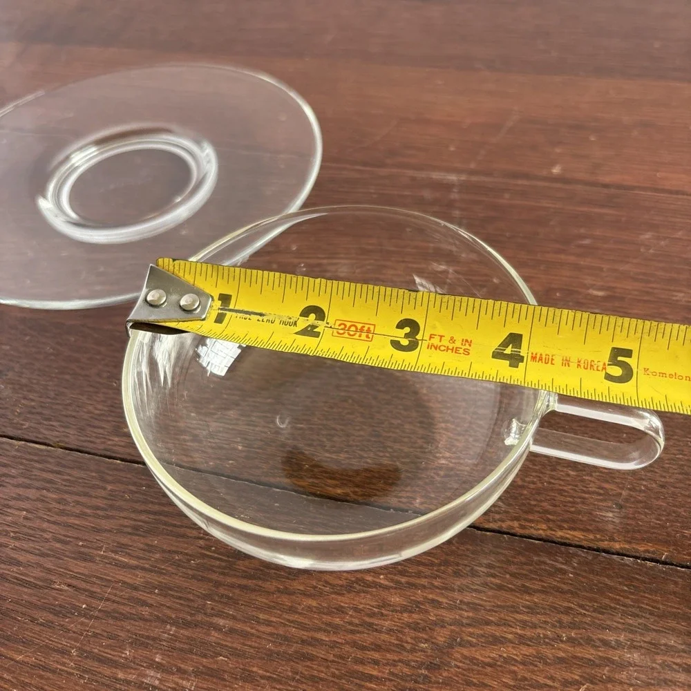 Tea Forte Tea‎ Cup Sontu Artisan Handblown Clear Glass w/ Large Saucer 6 oz
